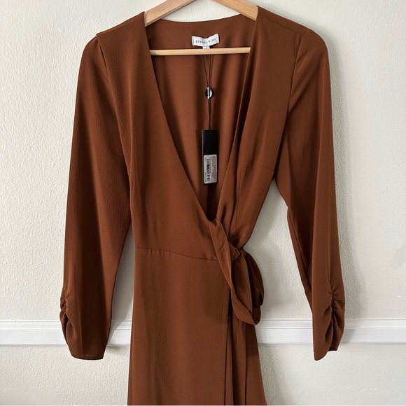 Long Sleeve V-Neck Mini Wrap Dress - Picture 8 of 9
